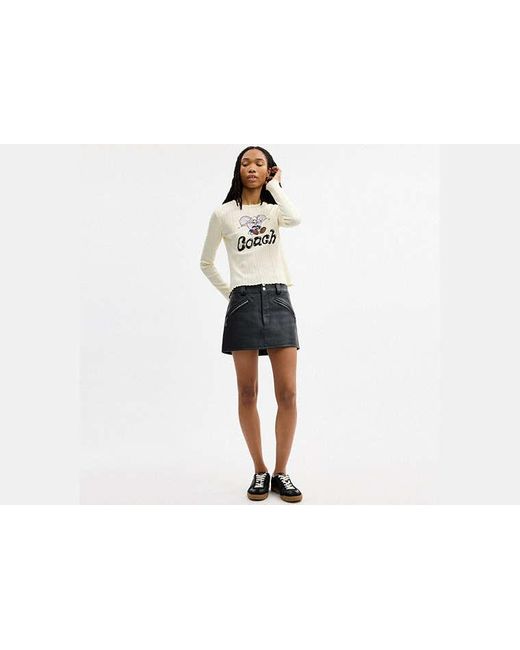 Top À Manches Longues Pointelle Avec Graphisme Souris Kachi Brain Dead En Pour Femmes, Taille COACH en coloris Black