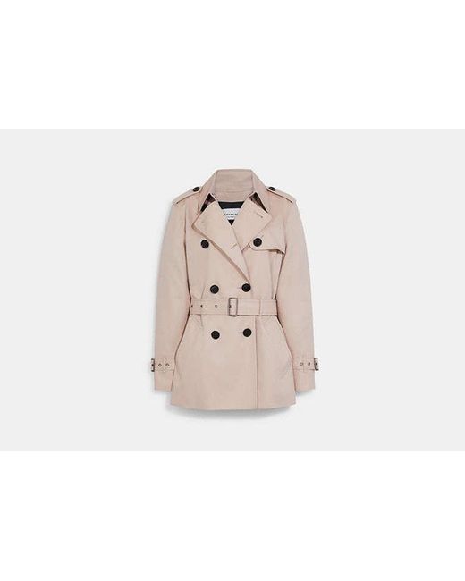 COACH Black Solid Short Trench Coat