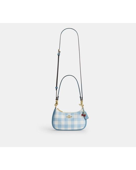 COACH Black Teri Mini Crossbody Bag With Gingham Print And Charm