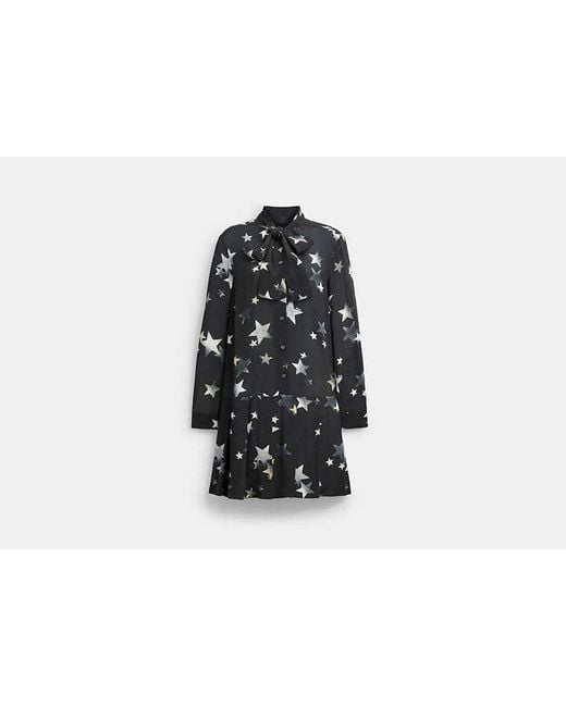 COACH Black Tie Neck Star Dress