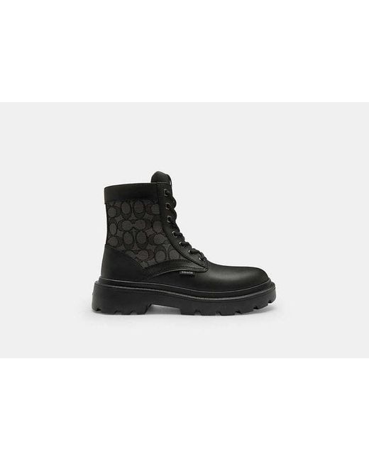 COACH Black Combat Boot With Signature Jacquard for men