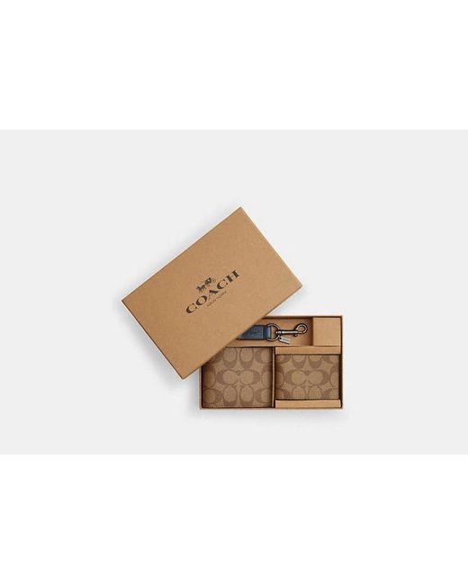 COACH Black Boxed 3 In 1 Wallet Gift Set In Colorblock Signature Canvas for men