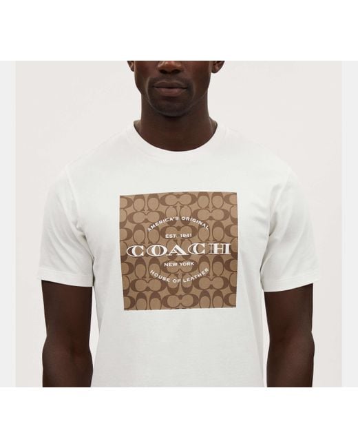 COACH White Signature Square T Shirt for men