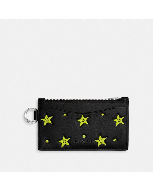 COACH Black Cosmic Zip Card Case With Star Print for men