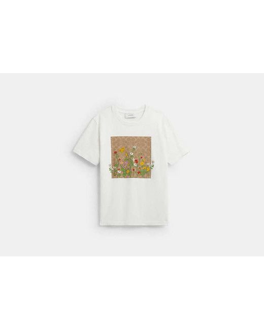 COACH Black Floral Signature Square Classic T-Shirt