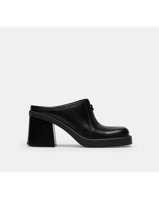COACH Black Sculpted C Heeled Mule