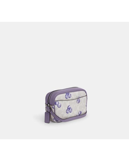 COACH Black Mini Jamie Camera Bag With Blueberry Print - Purple | Pvc