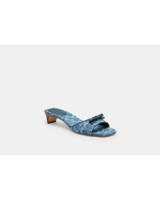 COACH Blue Bow Kitten Heel Sandal
