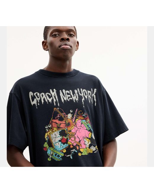 COACH Black Cartoons Relaxed T-Shirt for men