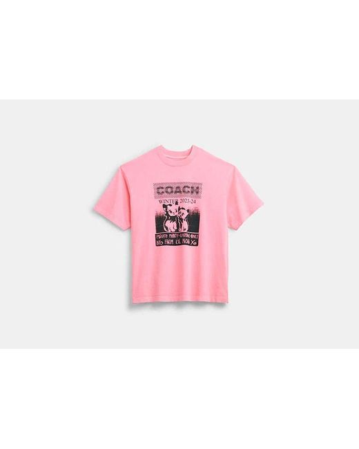COACH Pink The Lil Nas X Drop Cats T-shirt for men