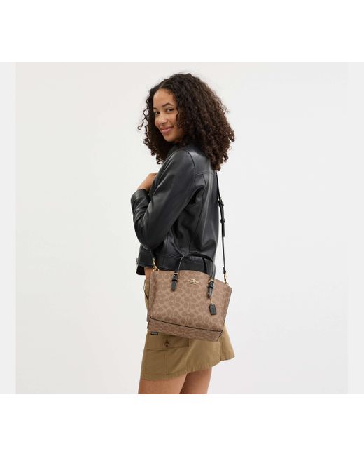 COACH Black Mollie Tote 25 Aus Signature-Canvas