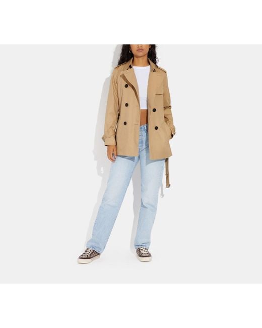 COACH Natural Solid Short Trench Coat