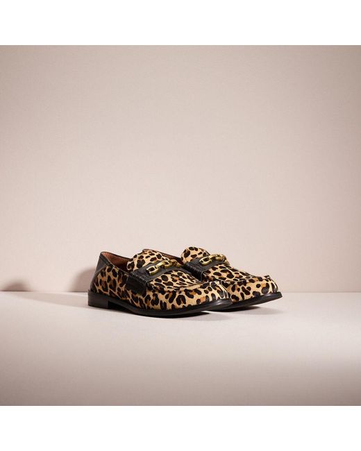 COACH Pink Restored Putnam Loafer With Leopard Print