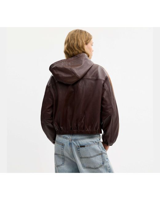 COACH Black Leather Windbreaker