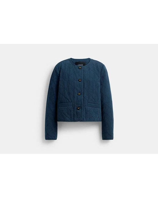 COACH Blue Quilted Canvas Jacket