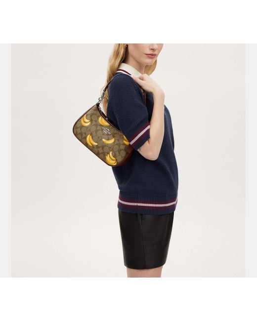 COACH Black Teri Shoulder Bag With Banana Print - Brown | Pvc