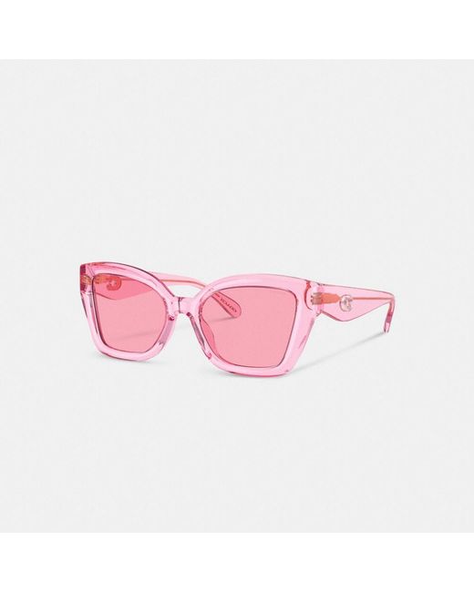 COACH Pink Jelly Tabby Square Cat Eye Sunglasses