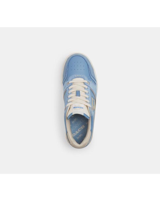 COACH Blue Soho Sneakers Shoes, Leather/Suede