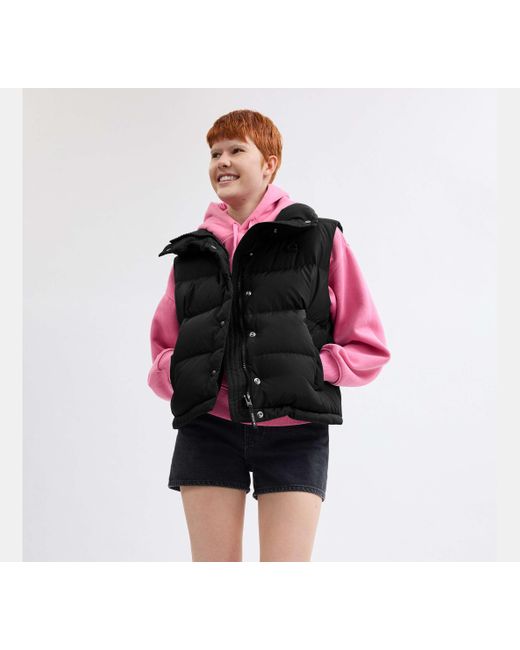 COACH Black Puffer Jacket Vest