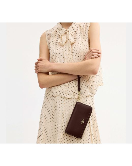 COACH Brown Long Zip Around Wallet