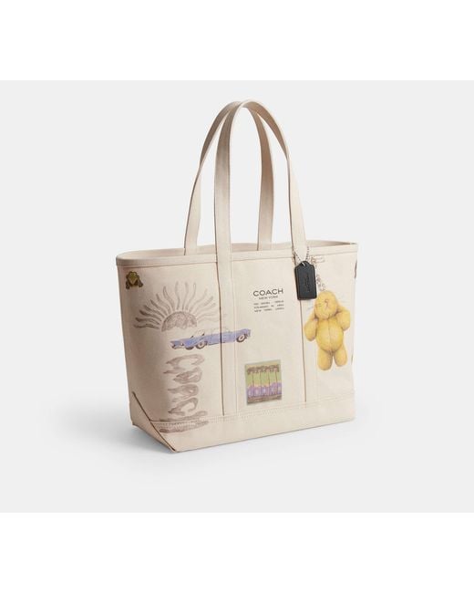COACH Black Utility Tote Bag With Sketch Print for men