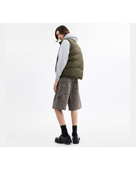 COACH Green Reversible Colorblock Down Vest for men
