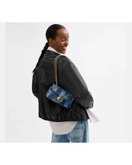 COACH Blue Tabby Shoulder Bag 20 With Patchwork Quilting