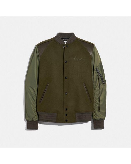COACH Green Ma-1 Varsity Jacket for men