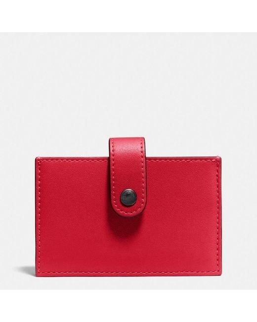 COACH Red Accordion Card Case In Glovetanned Leather