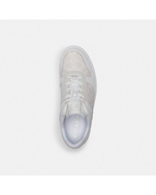 COACH White C201 Low Top Sneaker In Signature Canvas