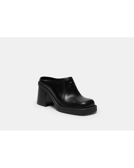 COACH Black Sculpted C Heeled Mule