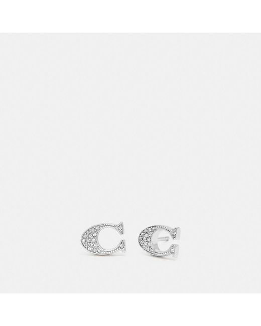 COACH Metallic Signature Stud Earrings