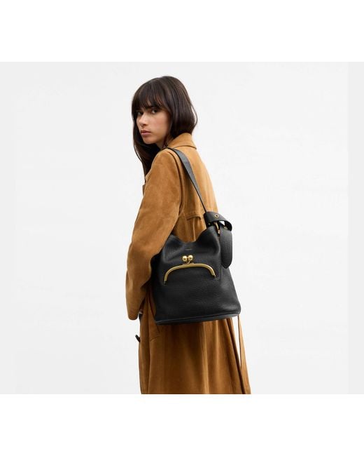 COACH Black Bleecker Bucket Bag With Kisslock