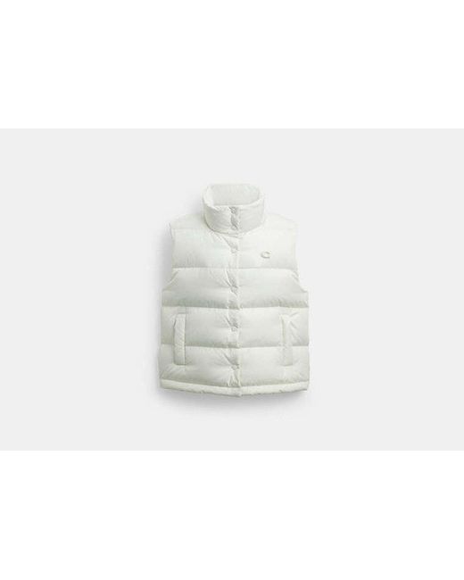 COACH White Puffer Jacket Vest