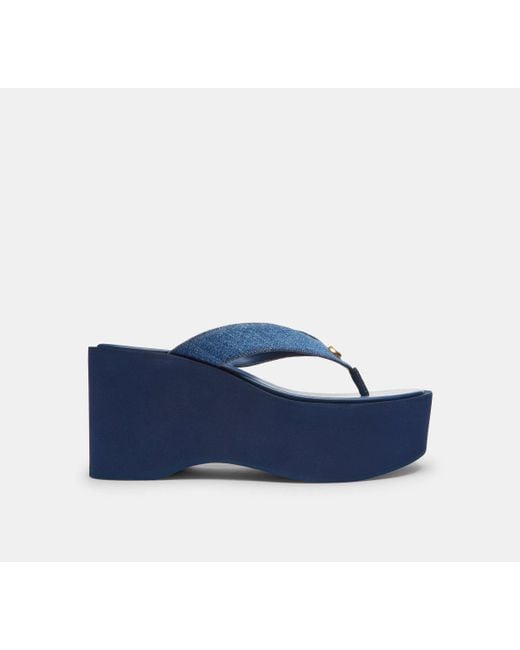 COACH Blue Sculpted C Platform Flip Flop