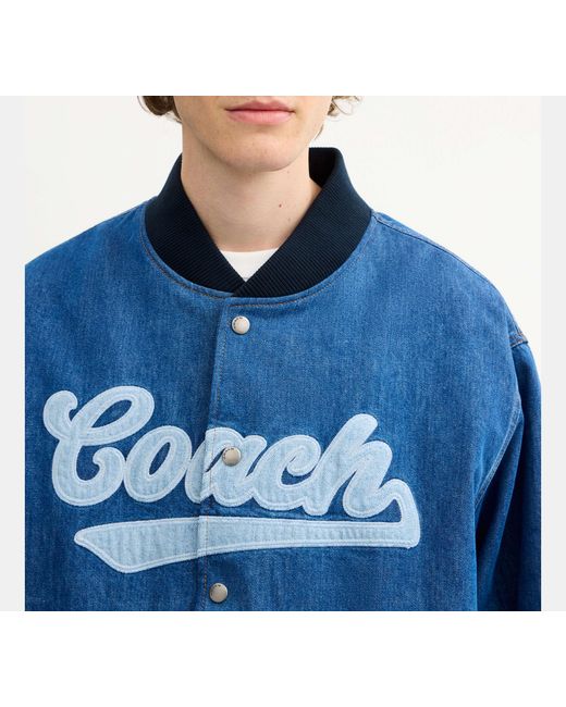 COACH Blue Denim Varsity Jacket for men