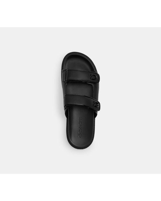 COACH Black Double Band Flat Sandals