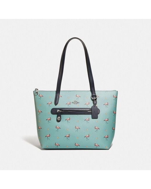 COACH Blue Taylor Tote With Flamingo Print