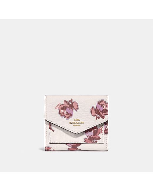 COACH Pink Small Wallet With Floral Print