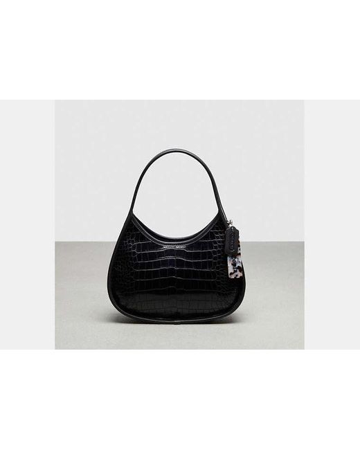 COACH Black Ergo Bag In Croc Embossed Coachtopia Leather