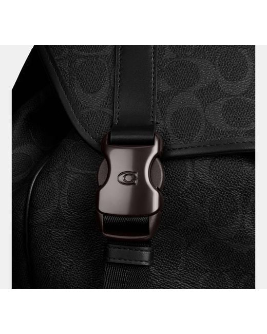 COACH Black League Flap Backpack for men