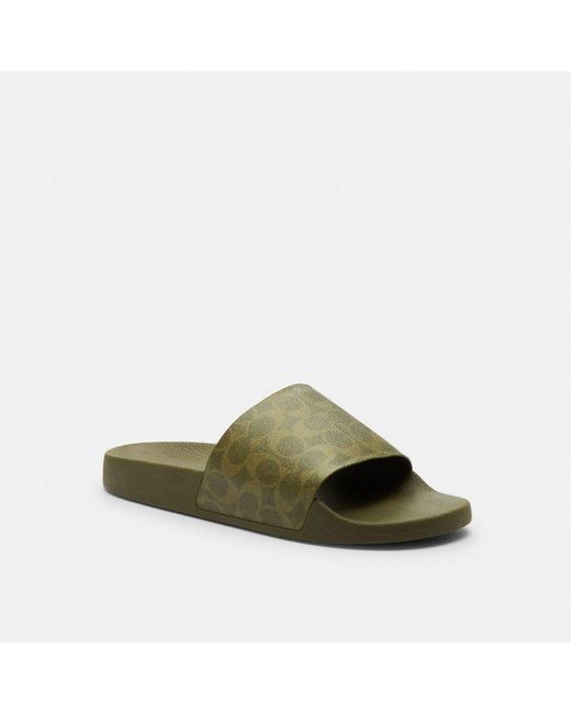 COACH Green Pool Slide In Signature Canvas for men