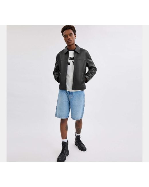 COACH Black Leather Jacket for men