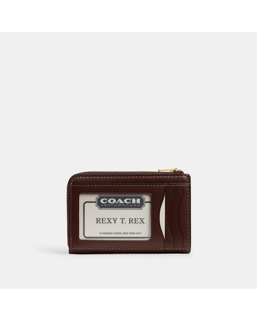 COACH Brown Essential Key Zip Card Case