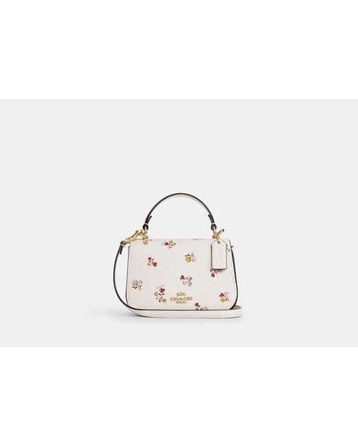 COACH Black Lysa Top Handle Bag With Heart Print