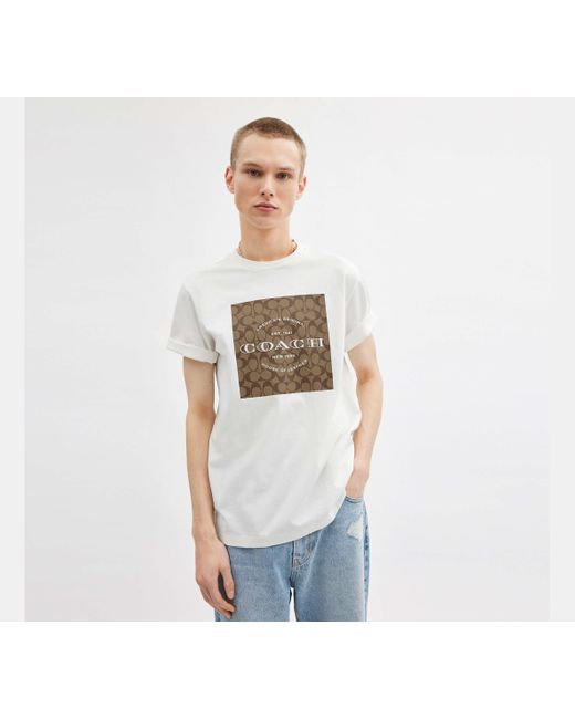 COACH White Signature Square T Shirt for men