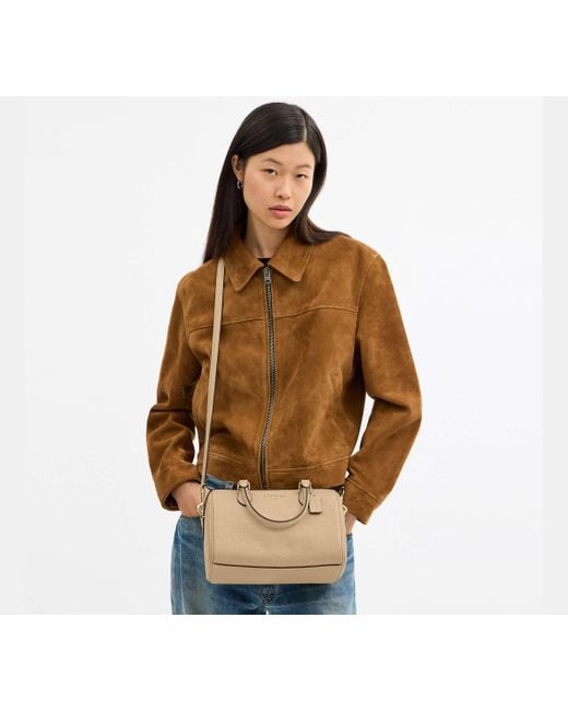 COACH Black Rowan Satchel Aus Signature Leder