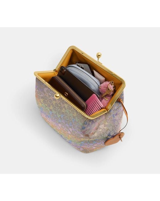 COACH Black Large Kisslock Frame Bag