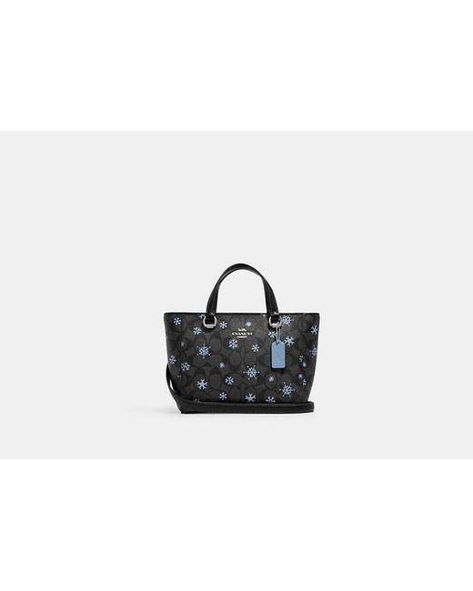 COACH Black Alice Satchel With Snowflake Print | Fabric Lining