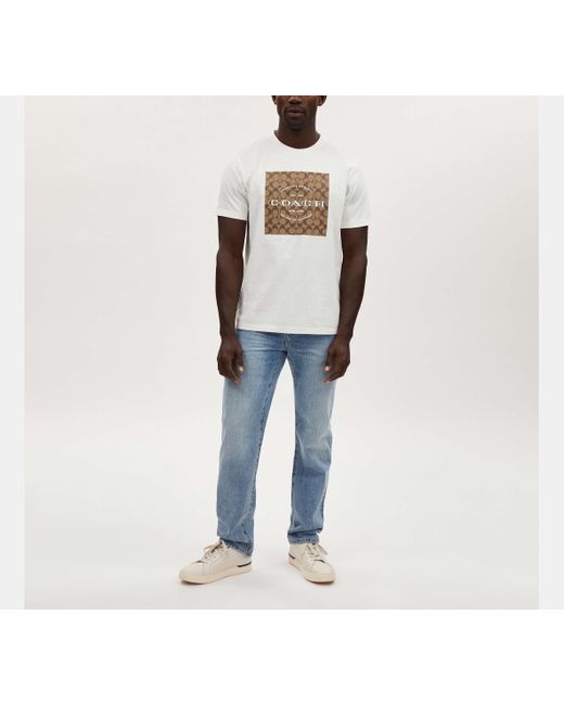 COACH White Signature Square T Shirt for men